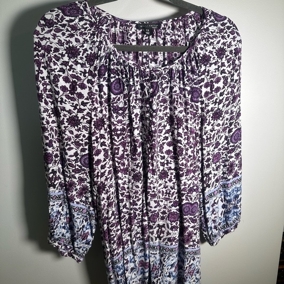 Willi Smith Purple Floral Top 1X - Picture 2 of 7